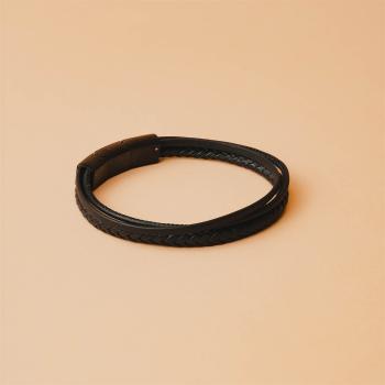 Preview: Dreifaches Armband mit schwarzem italienischem Nappaleder - Arte Black